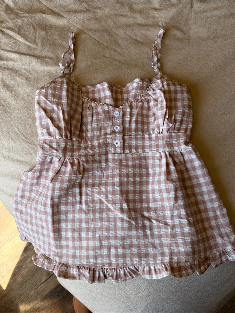 Gingham Ruffled Top - Picture 1 of 3